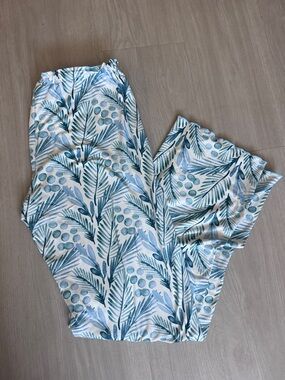 Colada Co Tropical Leaf Print Lounge/ PJ Pants in Teal & Light Blue